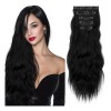 Extensiones Cabello Clip Cortinas Natural Ondulado 6 Pzs