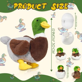 7 in 1 Mallard Duck Stuffed Animals Duck Plush Toys, 12" Zipper Mommy Stuffed Ducks with 4 Baby Ducks Ducklings Toy Eggs Plushies Pillow for Kids Birthday Christmas Surprise Gifts Farm Party Decors