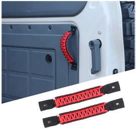 Hudiriy Car Tailgate Handle Decorative Accessriose Compatible with Ineos Grenadier 2020-2024 Trunk Closing Tailgate Inner Handle Premium Paracord Grip Handles (red+Black)