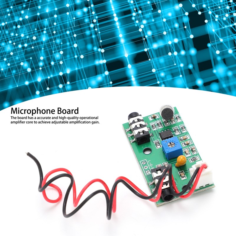 Microphone Board Adjustable Gain Amplifier Module Audio Signal Pickup DC