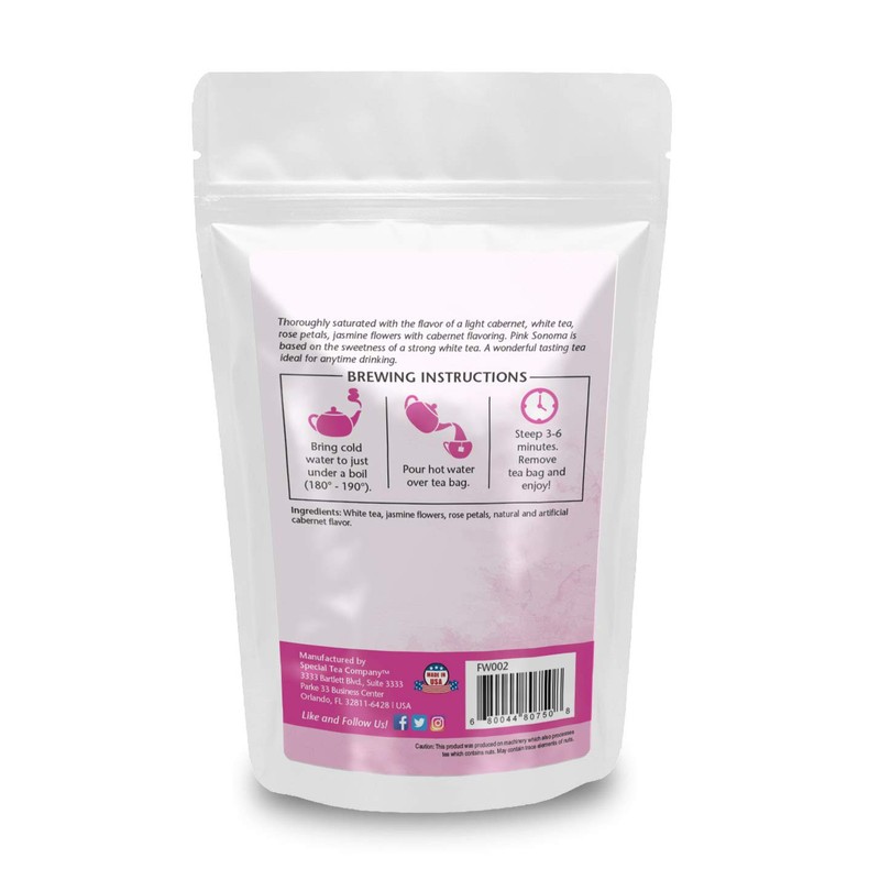 Special Tea Pink Sonoma White Tea, 20 Tea Bags