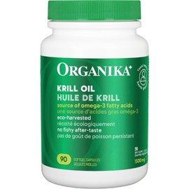 Organika Krill Oil- Sustainable Source from Antarctica, High Absorption of DHA and EPA Omega 3, Brain and Heart Support- 90sftgl