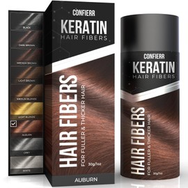 CONFIERR Keratin Hair Fibers for Men & Women - Fill In Fine or Thinning Hair, Instantly Thicker, Fuller Looking Hair (Auburn 30g)