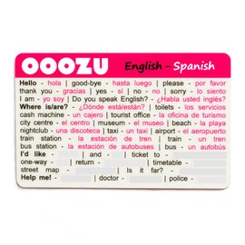 OOOZU Spanish Language Card | Lightweight Credit Card-Sized Spanish Phrasebook Alternative | Essential Words And Phrases For Holidays And Travel To Spain, Madrid, Barcelona