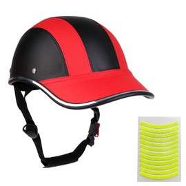 Bicycle Helmet for Adults Small/Large PU Bike Helmet for Women and Men Adjustable Safe 10 Colors Baseball Cap Sunshade 21.7-24.4 INCH Bike Cycling Helmets with 12PCs Reflective Sticker (RED, Large)