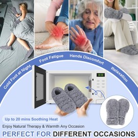 SuzziPad Microwave Heated Gloves and Microwavable Slippers for Discomfort Soothing, Foot Heating Pads for Cold Day, Heated Mittens for Fatigue Hands, Thoughtfully Warm Option for Elderly, L