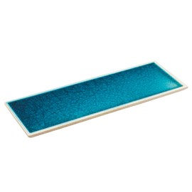Seto Yaki 156-0003 Geek Cooking Looks Vivid Grilled Fish Plate, Long Square Plate, Sanma Plate, Diameter 11.0 inches (28 cm), Blue Green, Turkey, Dinnerware, Japanese Food, Made in Japan