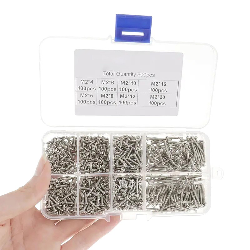 Self Tapping Screws Set, 800 Pcs M2 304 Stainless Steel