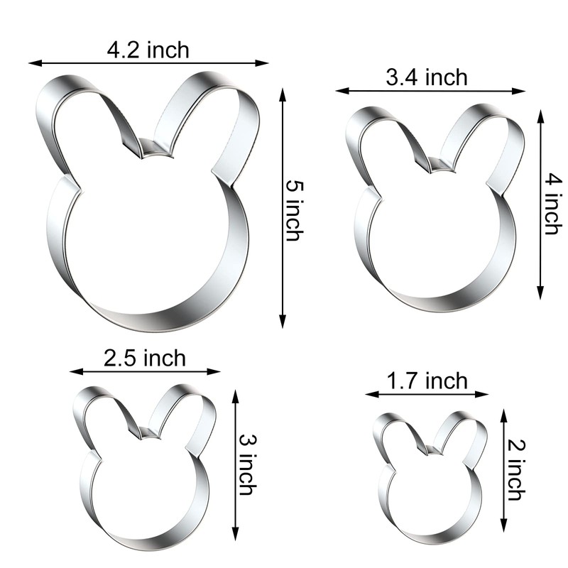 Bunny Cookie Cutter Set Large - 5", 4", 3", 2"