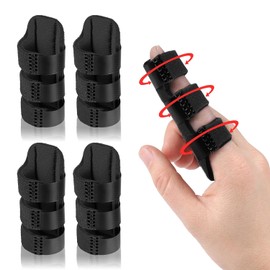 Trigger Finger Splint, Finger Splints for Straightening & Trigger Finger & Broken Finger, Finger Brace Fits Index Finger - Middle Finger - Ring Finger (4, Black)