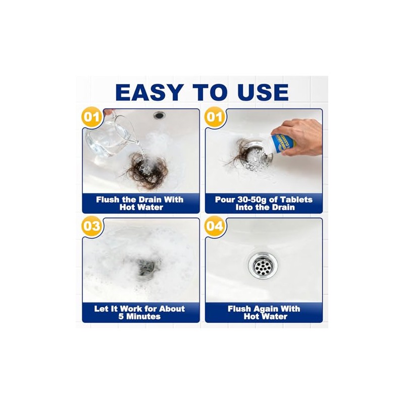 Powerful Drain Cleaner Foam for Kitchen & Bathroom