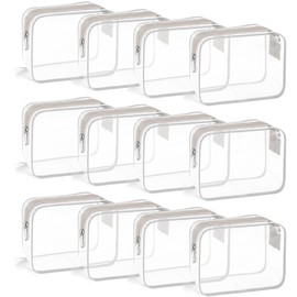 TOUYINGER TSA Approved Toiletry Bag, Clear Travel Toiletry bag, Travel Makeup Cosmetic Bag Set for Women Men, Portable Toiletry Bag for Travel, Bathroom and Organizing (grey 12 packs)