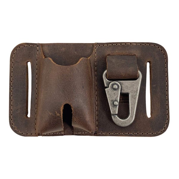 Hide & Drink, Lighter Holster Handmade from Full Grain Leather - Durable, Convenient Carrier, Holder with Pocket for Lighter, Heavy Duty Metal Clip for Keys, Attach to Belt, Waist - Bourbon Brown