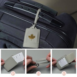 4 Pack Luggage Tag, Anyos PU Leather Travel Bag Labels Suitcase Baggage Tags with Name ID Card Privacy Protection (Grey)