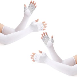 2 Pairs of Summer Arm Sleeves, Arm Warmers, Breathable UV Protection Glove, Sun Protection, Elastic Cooler Arm Sleeves, Arm Warmers, Tattoo Cover for Women, Men, Cycling, Golf, Cycling