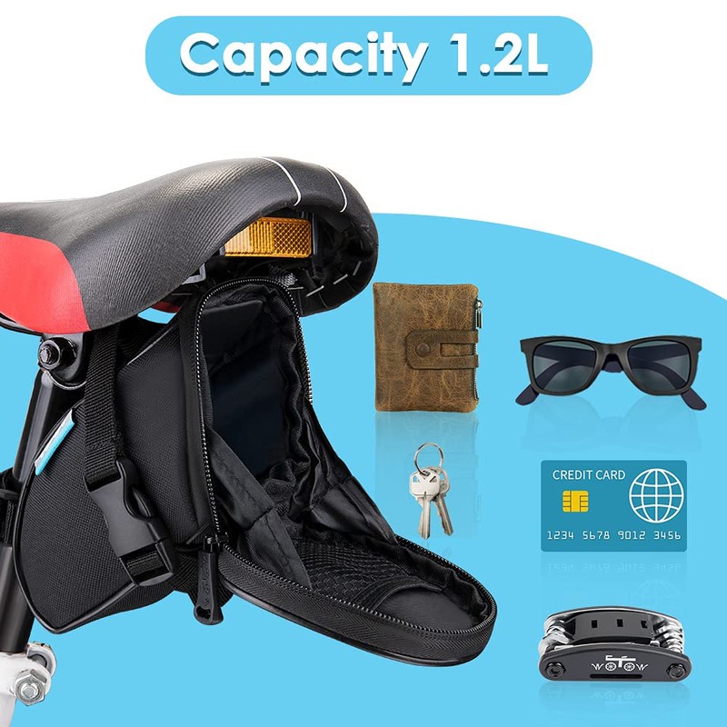 WOTOW Multi-Functional Bike Saddlebag，Bicycle Rear Seat Trunk Bag Under Seat