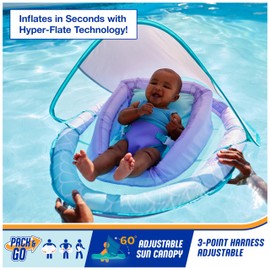 Swimways Infant Spring Float, Baby Pool Float with Canopy & UPF Protection, Swimming Pool Accessories for Kids 3-9 Months, Mermaid