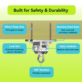 EFEALL Swing Hangers for Wooden Set, 2 Pcs Durable Stainless Steel 2400 LB Capacity Heavy Duty Brackets, Swing Hardware for Hammock, Porch, Yoga Seat, Ideal for Playground, Backyard, Patios, Porch