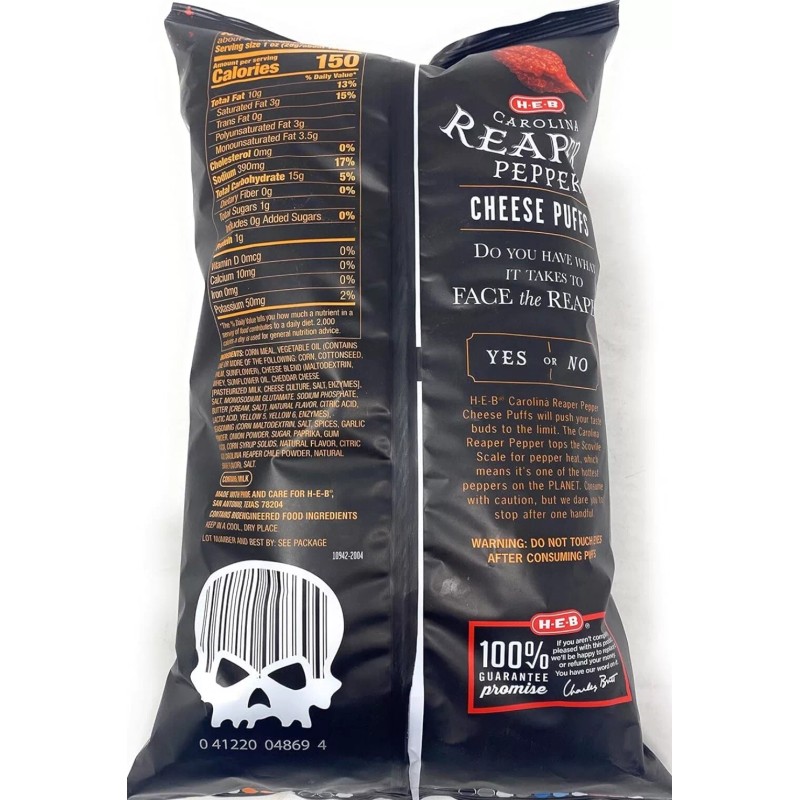 Heb Carolina Reaper cheese Puffs. Blow Your Hole. 2 Packs