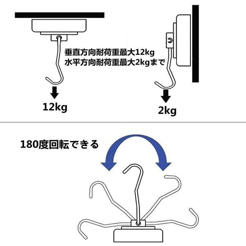 HARMIEY Magnetic Hooks, Set of 10, Vertical Load Capacity 22.0