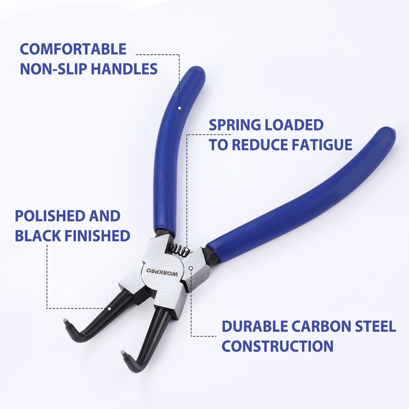 WORKPRO 4-Piece Snap Ring Pliers Set, 7-Inch Internal and External