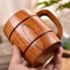 Wooden Beer Mug with Handle 300ml Prevent Scald Carved Drinkware