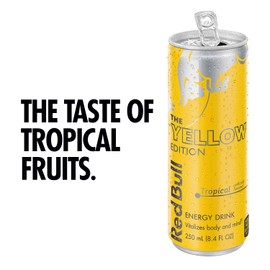 Red Bull Energy Drink, Tropical, Yellow Edition, 8.4 oz. can (24 pack, 2x12)