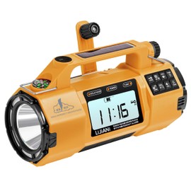 Emergency FM/AM/SW Weather Radio, Big Flashlight/Speaker,Type-C,Sleep Timer Alarm Clock, Solar/Hand Crank Charge, 5000mAh Replaceable Battery,with Cell Phone Charger Hurricane Survival kit