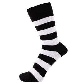 ZAKIRA Finest Combed Cotton Striped Dress Socks for Men, Women, 4-6 (UK), White/Black