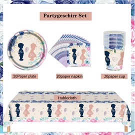 Party Tableware for Boys and Girls, Gender Specific Party Tableware with Plates, Cups, Napkins and Tablecloths for a Birthday Party for 20 Kids