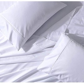 Abripedic Solid 300-Thread-Count, 100-Percent Cotton Percale King Size, Set of 2 Crispy, Breathable Pillow Cases, White