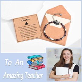 Teacher Gifts for Women, Teacher Bracelet Tiny Amethyst Beaded Bracelet, Special Thank You Teacher Gifts, Teacher End of Year Gift Leaving Gift