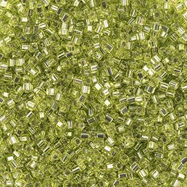 Miyuki - abalorio cuadradas y cúbicas de 1,8 mm Chartreuse plateadas APX frasco de 20 gramos