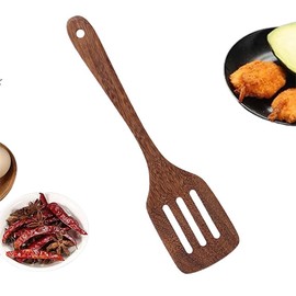 Wooden Slotted Spatula 12 Inches Long Handled Wood Kitchen Flat Spatula Heat Resistant Wood Spatulas for Baking Non Stick Cookware
