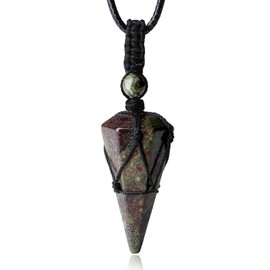 XIANNVXI Bloodstone Necklaces for Men Crystal Necklace for Men Necklaces Hippie Adjustable Pointed Rope Pendant Gift for Women