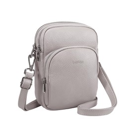 befen Genuine Leather Cell Phone Crossbody Bag for Ladies Small Phone Purse for Women Grey Side Bag for Girls for Shopping