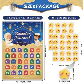 AhfuLife Ramadan Decorations, 2023 Ramadan Advent Calendar for Children, Eid Mubarak Countdown Calendar for Home Ramadan Gift with 30 Star Stickers (Ramadan Advent Calendar)