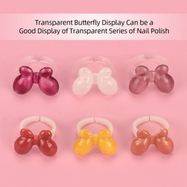 ATOMUS 100 piezas de esmalte de uñas de mariposa, tabla de uñas de gel con anillo transparente y blanco, puntas postizas de manicura con calcomanías para arte de uñas, herramienta de visualización de color