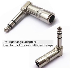 4 Pack Premium 1/4" Right Angle Guitar Cable Adapter | 90° Heavy Duty Metal Connectors, 6.35mm TS Mono | Fits Bottom/V-Shape/Front Jack Guitars – Low Noise for Guitar/Bass/Amp