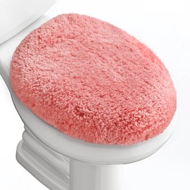 Baahrnom Luxury Toilet Lid Cover Machine Washable Solid Toilet Seat Cover 17.5"x 15" Adjustable Rubber Backing Fits Most Round Elongated and Oblong 16"-17.5" L Lids