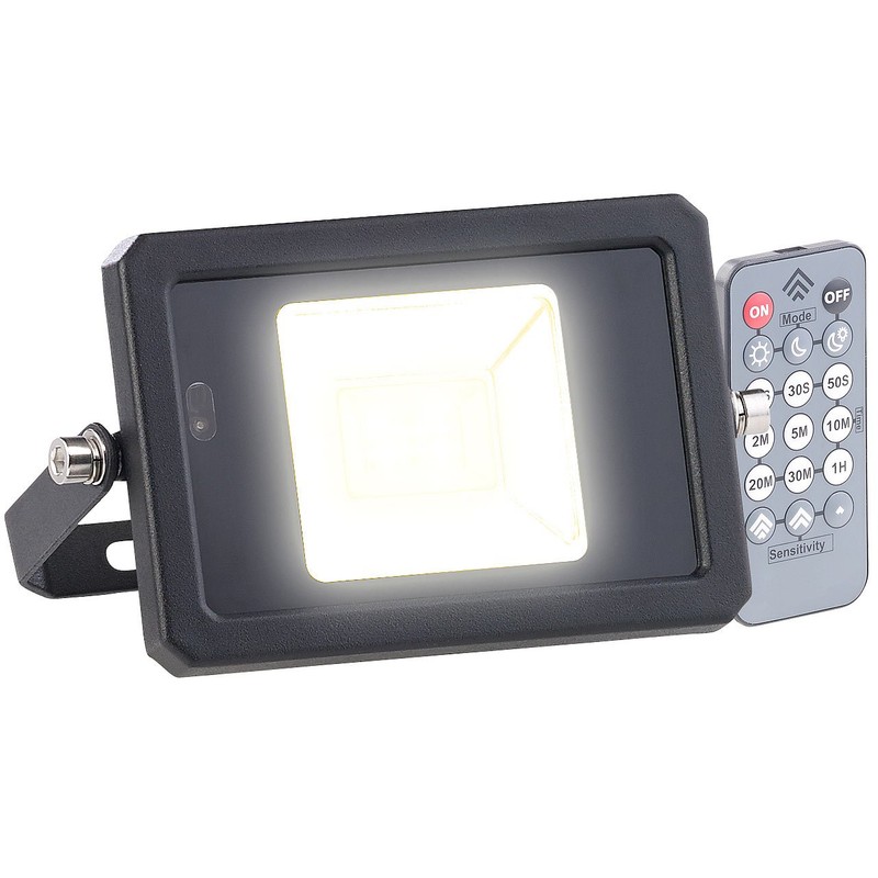 Luminea LED Floodlight Remote Control: Set of 2 Weatherproof LED