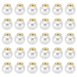 PATIKIL 8mm Earring Backs, 100 Pcs Pearl Earring Backs Replacements Earring Backing Locking Supports Large Faux Pearl Charm for Studs Heavy Ears Ear Lifting Jewelry Making, Golden White