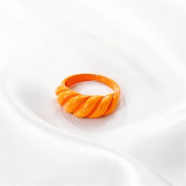 Vintage Polychromatic Resin Thick Ring Acrylic Plastic Knuckle Ring Resin Thread Ring Vintage Simple Geometric Polychromatic Twist Ring Lovely Fashion Aesthetic Y2k Statement Ring Jewelry for Women (yellow)