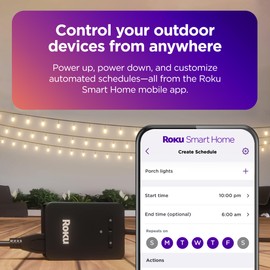 Roku Smart Home Outdoor Smart Plug - WiFi Smart Plugs Works with Alexa & Google Assistant, No Hub Required - IP64 Weather Resistance, Custom Scheduling Timer & Independent Outlets - Smart Home Product