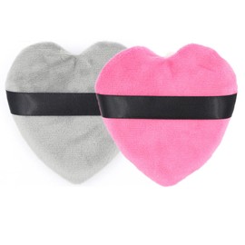 AKOAK Heart Makeup Blend Powder Puff, Velvet Makeup Sponge Powder Puff, Powder Puff for Loose and Makeup Base, Makeup Tool, Beauty Sponge Mixer Cleanser - Pack of 2