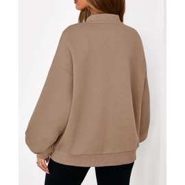 KIRUNDO Womens Fall Fashion 2025 Oversized Zip Up Sweatshirt Jackets Casual Long Sleeve Bomber Outerwear Winter Outfits(Khaki, Large)