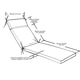 QILLOWAY Outdoor Chaise Lounge Cushion,All Weather High-Density Foam Recliner Chairs Replacement Cushions,Navy Blue.