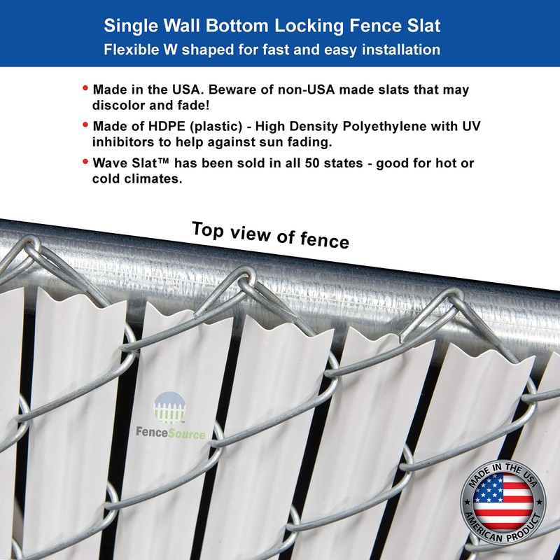 White Wave Slat (9 Colors Available) Single Wall Bottom Locking