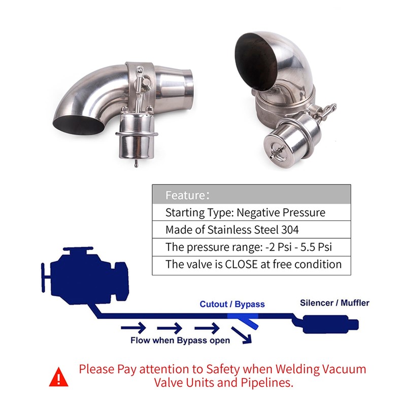 CNRAQR Universal 2" Vacuum Valve Exhaust Cutout with Stainless Steel