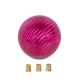 Kuroobaa Car Shift Knob Round Real Carbon M8xP1.25/M10xP1.25/M10xP1.5 Caliber Conversion 3pcs with Adapter (Pink)